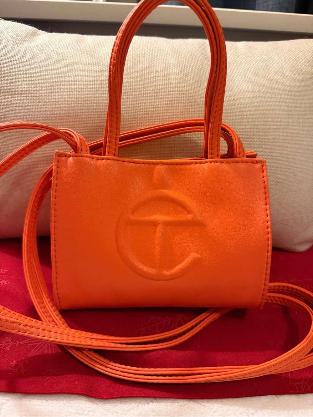 Telfar Small Orange Mini Crossbody Tote Bag